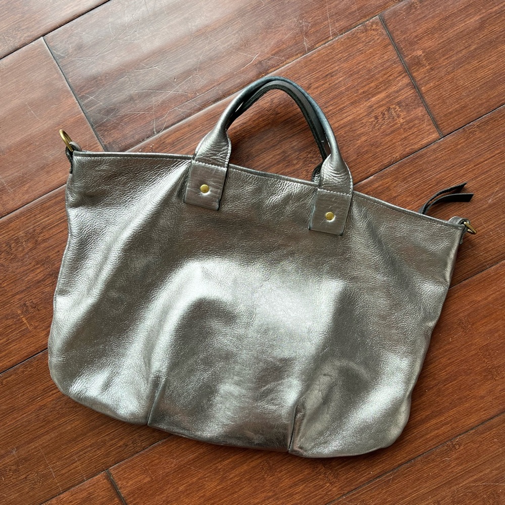 Clare V silver messenger bag